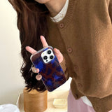 Retro Blue - Brown Leopard Print iPhone Case - CREAMCY