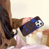 Retro Blue - Brown Leopard Print iPhone Case - CREAMCY