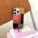 Retro Mosaic Floral Pattern iPhone Case - CREAMCY