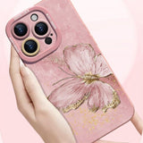 Retro Oil Painting Gold Leaf Butterfly iPhone Case - CREAMCY