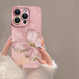 Retro Oil Painting Gold Leaf Butterfly iPhone Case - CREAMCY