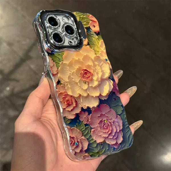 Retro Oil Painting Pink Peony iPhone Case - CREAMCY