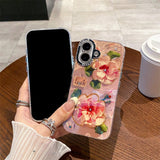 Rose Glow Painting iPhone Case w/ Crystal Lens Protector - CREAMCY