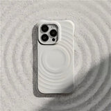 Sculpted Wavy Ripple Textured Aesthetic Shockproof iPhone Case - CREAMCY