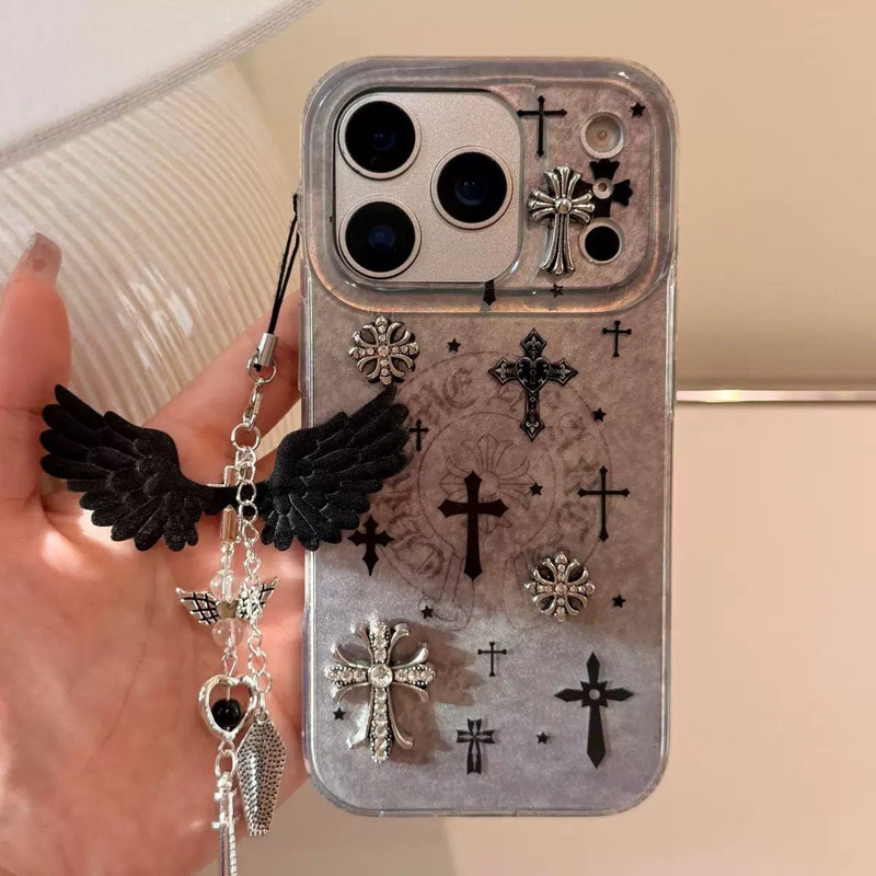 Vintage Silver Cross Pattern Phone Case - CREAMCY