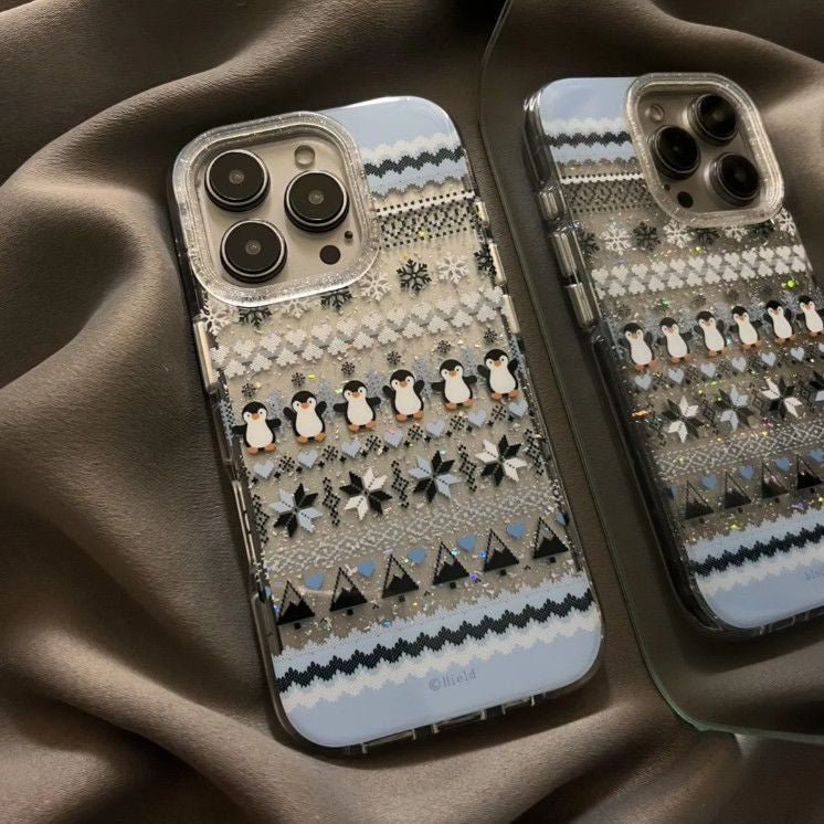 Winter Wonderland Penguin Holographic iPhone Case - CREAMCY