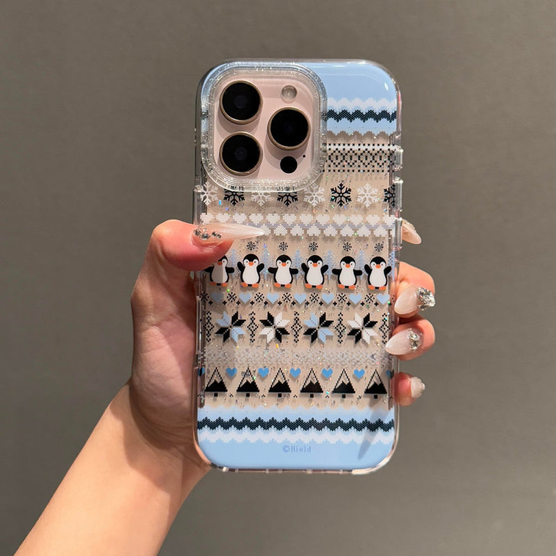 Winter Wonderland Penguin Holographic iPhone Case - CREAMCY