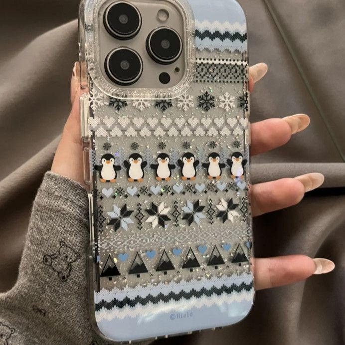 Winter Wonderland Penguin Holographic iPhone Case - CREAMCY