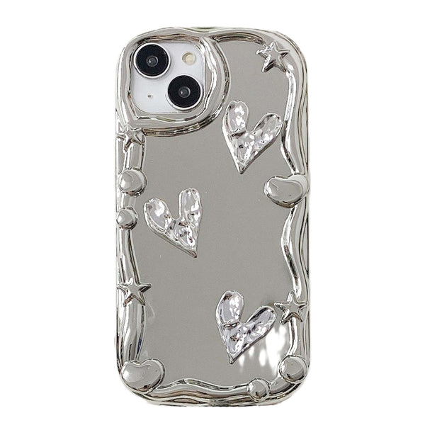 3D Silver Crystal Heart iPhone Case - CREAMCY