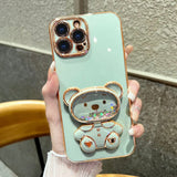 3D Winnie Bear Electroplating iPhone Case - CREAMCY