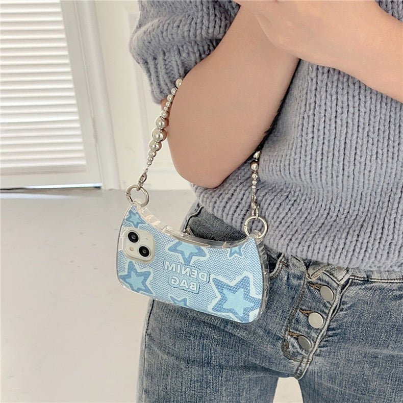 Blue Star Denim Handbag iPhone Case - Creamcy Cases