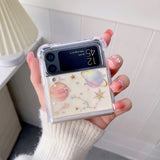 Colorful Stars & Planets Clear Z Flip Case - Creamcy Cases