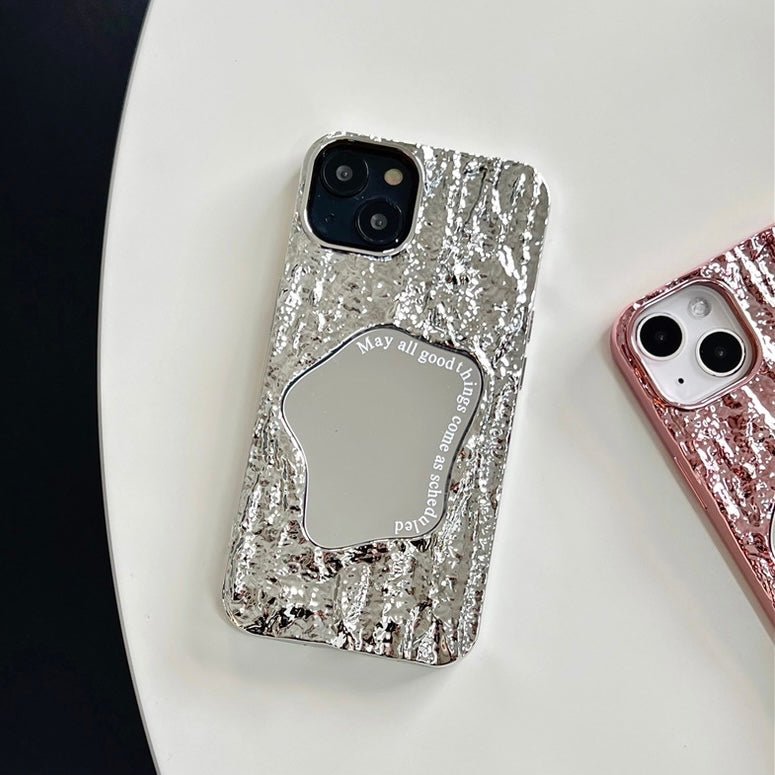 Cool Crinkled Silver Mirrored iPhone Case - Creamcy Cases