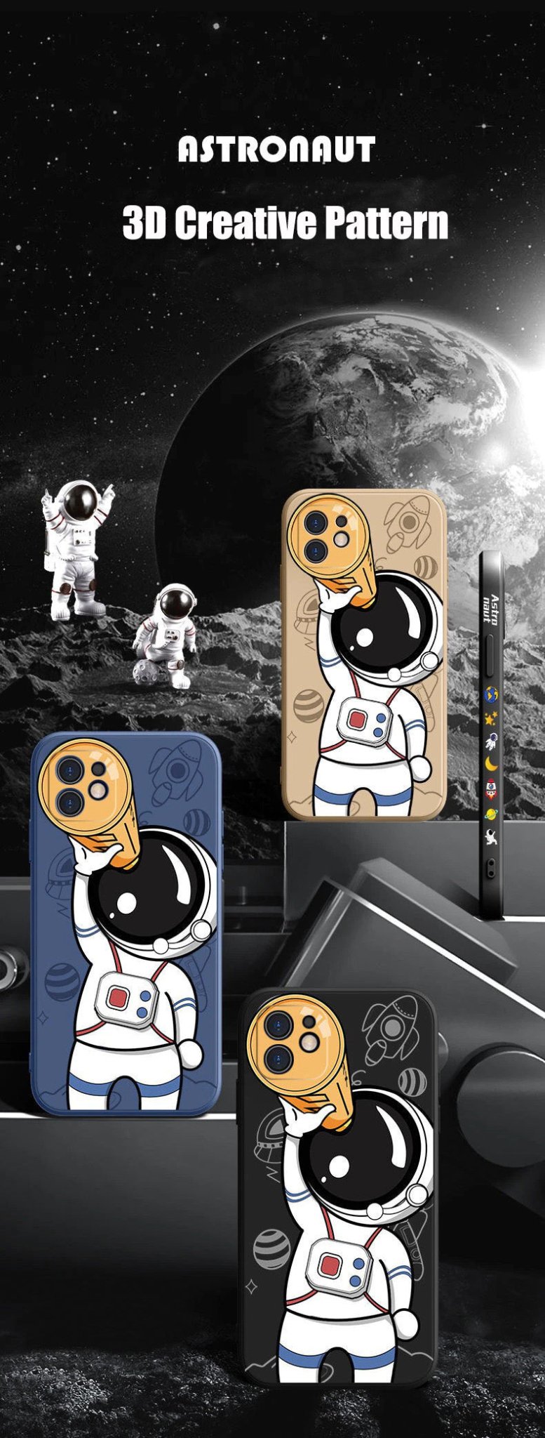 Deluxe Cartoon Astronaut iPhone Case - Creamcy Cases