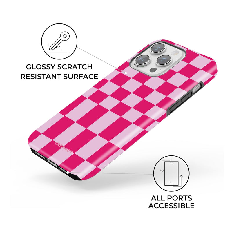 Divine Pink Checkered iPhone Case - CREAMCY