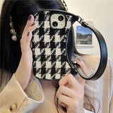 Embroidered Black White Checkered Handbag iPhone Case - Creamcy Cases