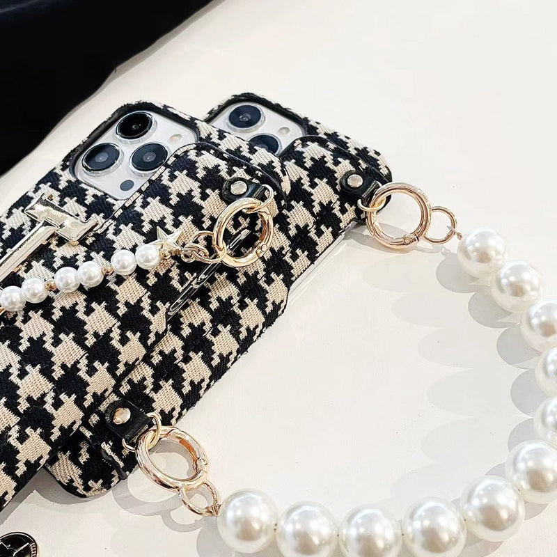 Luxury Embroidered Houndstooth Purse iPhone Case - Creamcy Cases