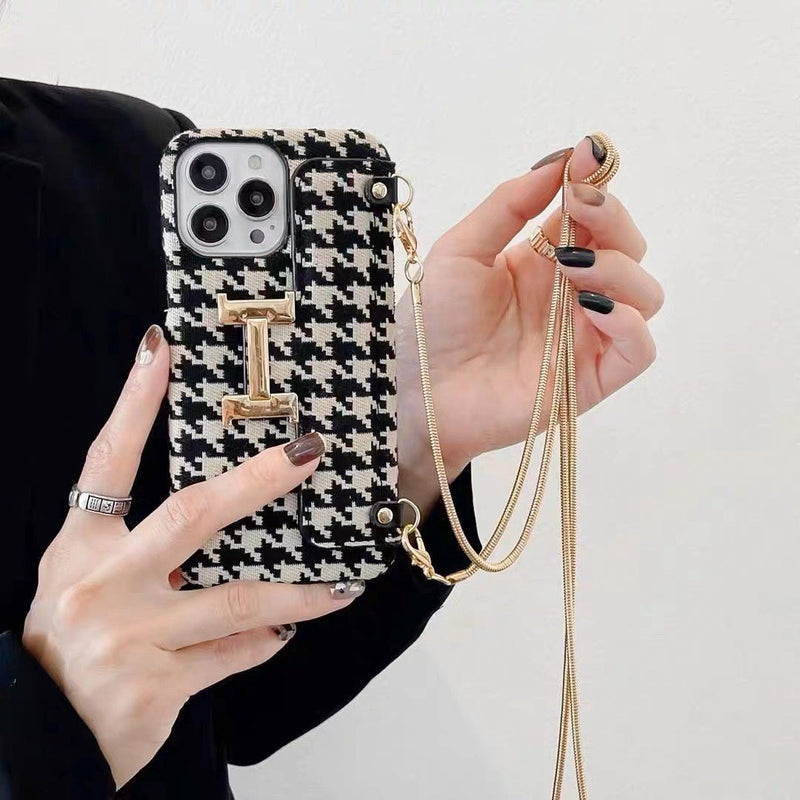 Luxury Embroidered Houndstooth Purse iPhone Case - Creamcy Cases