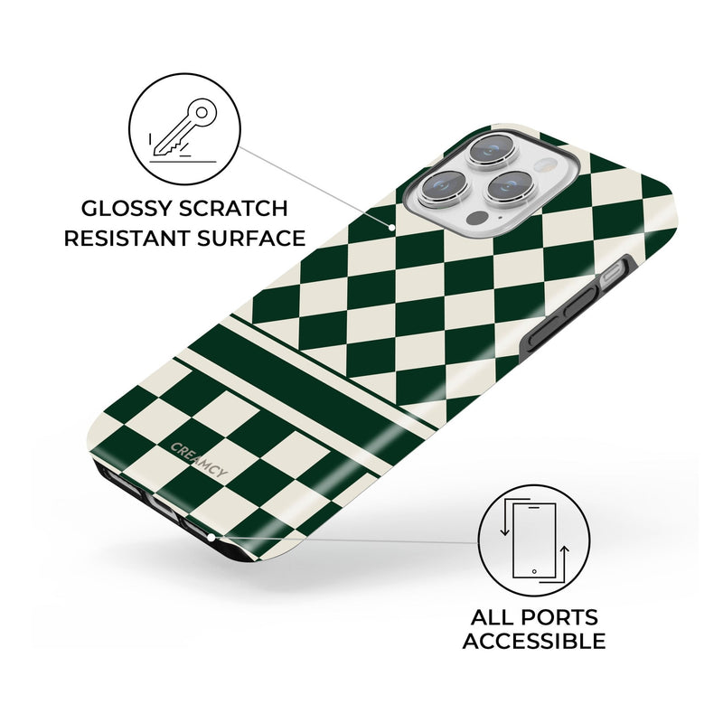 Green & Beige Check Mate iPhone Case - CREAMCY