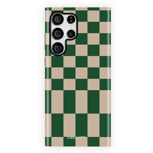 Green & Beige Checkered Samsung Galaxy Case - CREAMCY