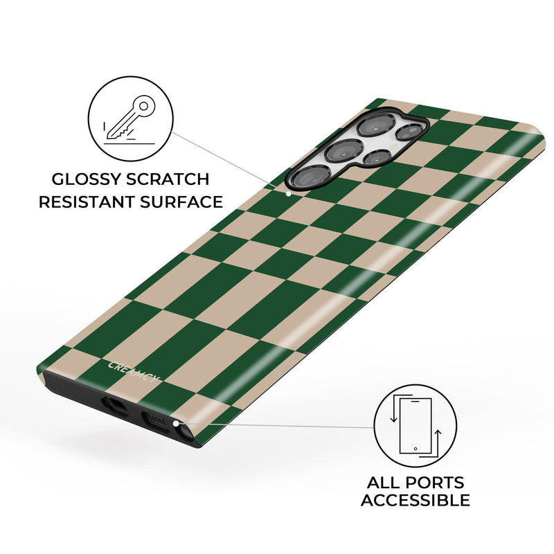 Green & Beige Checkered Samsung Galaxy Case - CREAMCY