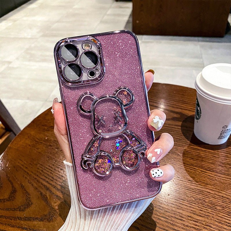 Luxury Electroplating Glitter Bear iPhone Case - Creamcy Cases