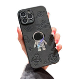 Luxury Leather Laser Cosmic Astronaut iPhone Case - Creamcy Cases