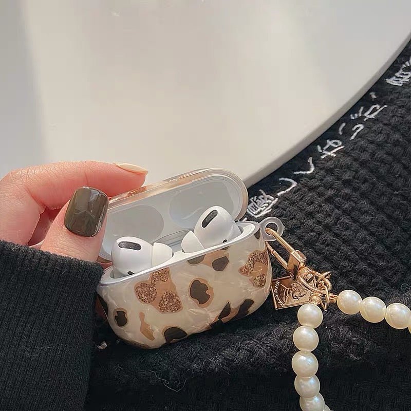Luxury Leopard AirPods Case With Pearl Chain - Creamcy – CREAMCY