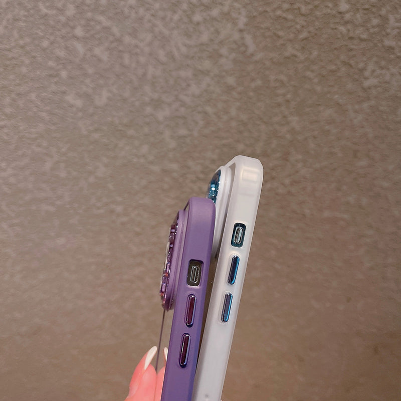 Minimal Silicone iPhone Case w/ Glitter Camera Protectors - CREAMCY