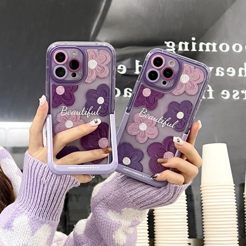 Purple Blooms Floral iPhone Case w/ Stand Purple Blooms Floral iPhone Case w/ Stand