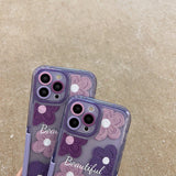 Purple Blooms Floral iPhone Case w/ Stand - CREAMCY