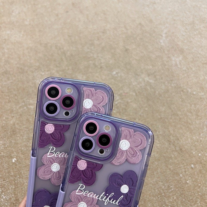 lavender flower iphone 11 case Purple Blooms Floral iPhone Case w/ Stand