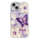 Purple Retro Floral Butterfly iPhone Case - CREAMCY