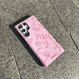 Red & Pink Cool Cat Art iPhone Case - CREAMCY