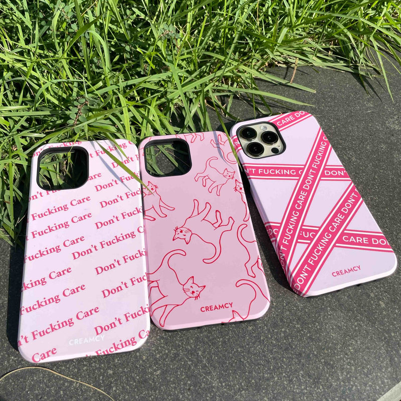 Red & Pink Cool Cat Art iPhone Case - CREAMCY