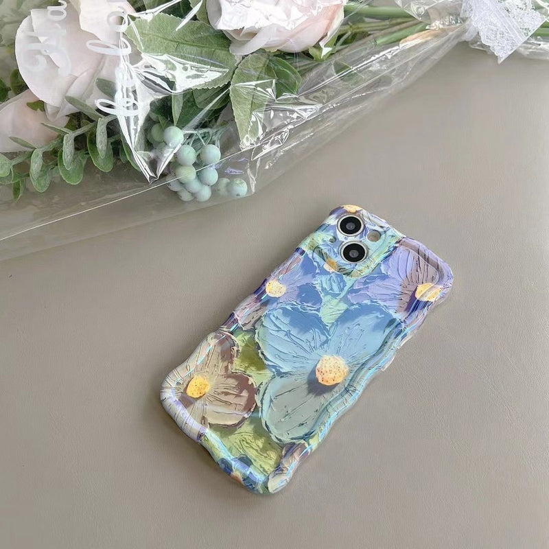 French Retro cool black oil painting flower Phone Case For iPhone