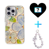 Retro Painted Floral iPhone Case w/ Crystal Lens Protector - CREAMCY