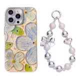Retro Painted Floral iPhone Case w/ Crystal Lens Protector - CREAMCY