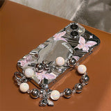 Silver Pearls Phone Chain - CREAMCY