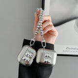 Silver Teddy Bear AirPods Case With Keychain - Creamcy Cases