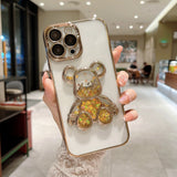 Transparent Electroplating Glitter Bear iPhone Case - Creamcy Cases